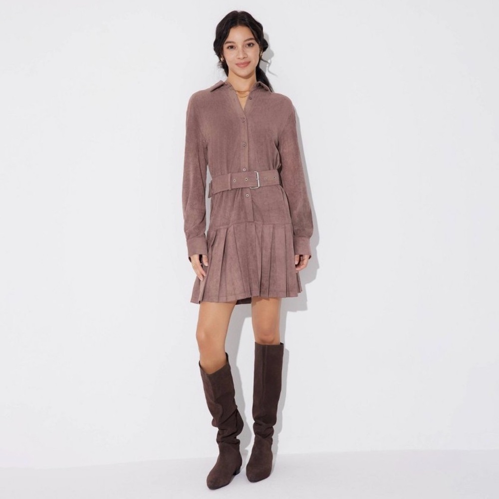 NWT! Women’s Wild Fable Long Sleeve Suede Mini Shirt Dress